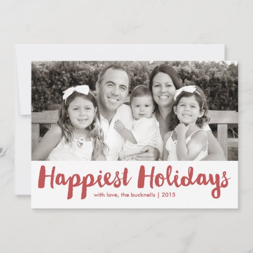 Happiest Holidays Red Script Christmas Photo Card