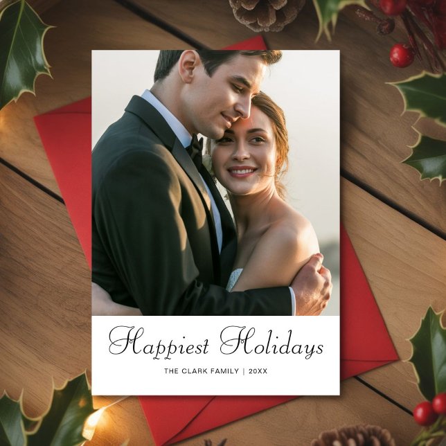 Happiest Holidays Romantic Couple Christmas Card (Creator Uploaded)
