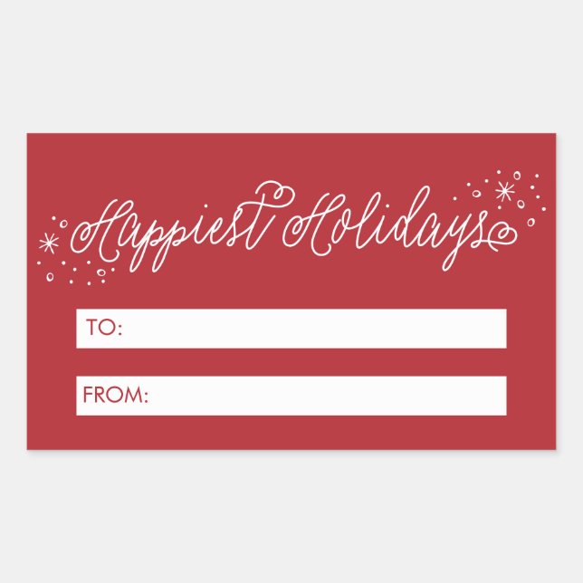 Happiest Holidays Script Gift Label (Front)