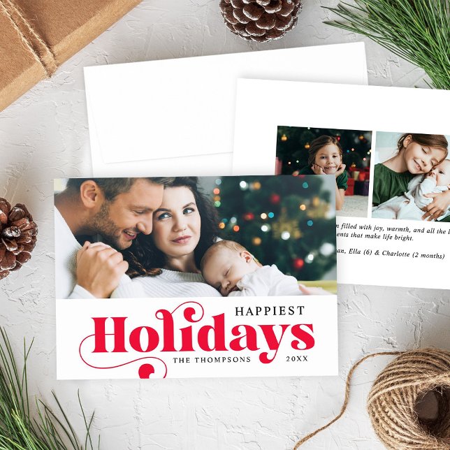 Happiest Holidays Script Letterpress Photo Cards (Creator Uploaded)