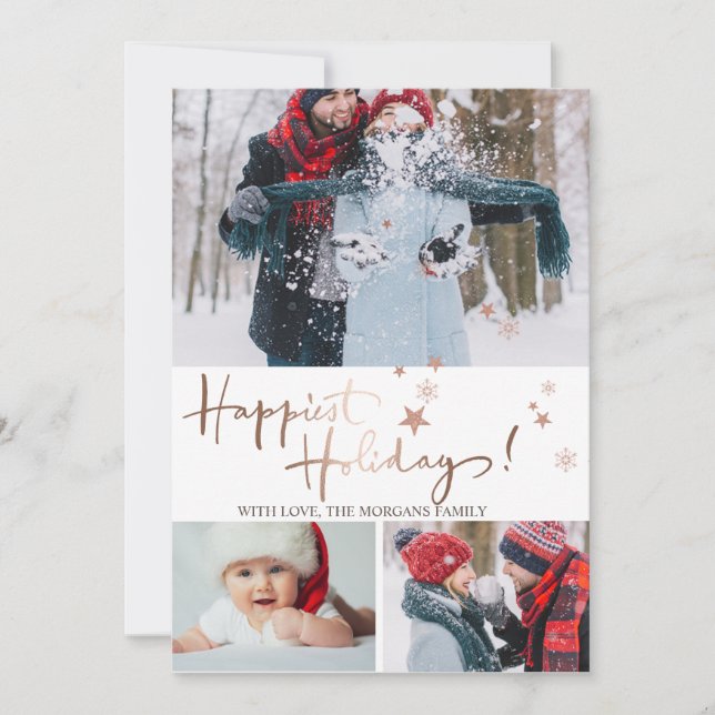 Happiest Holidays Stars Photo Collage Announcement (Front)