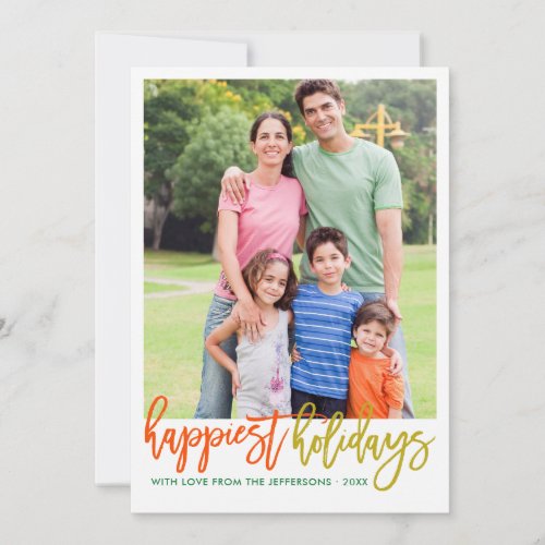 Happiest Holidays Typography Photo Christmas Card