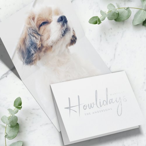 Happiest Howlidays  Dog Photo Christmas Minimal Foil Card