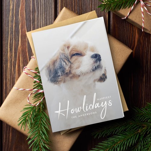 Happiest Howlidays  Dog Photo Christmas Minimal Holiday Card