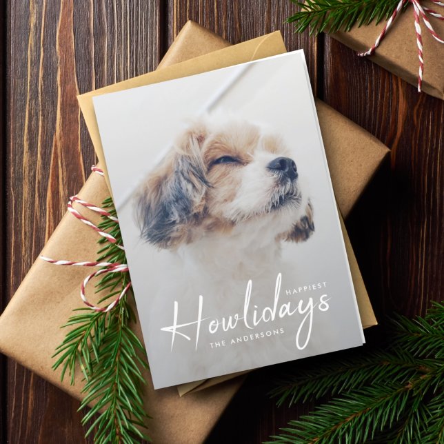 Happiest Howlidays | Dog Photo Christmas Minimal Holiday Card (Creator Uploaded)
