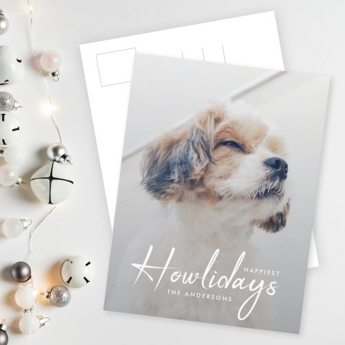 Happiest Howlidays  Dog Photo Christmas Minimal Holiday Postcard