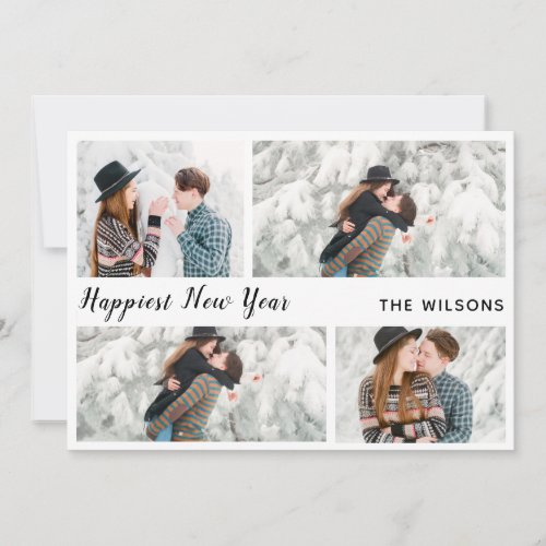 happiest new year chic modern multi photo new year holiday card