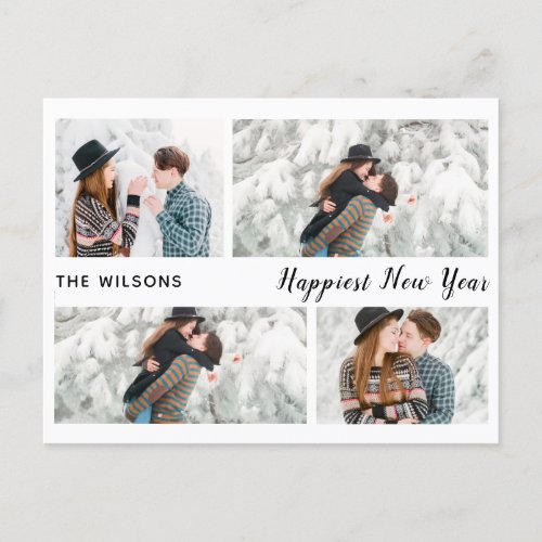 happiest new year chic modern multi photo new year holiday postcard