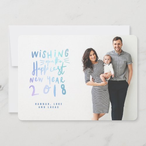 HAPPIEST NEW YEAR FULL BLEED PHOTO UNICORN HOLIDAY CARD