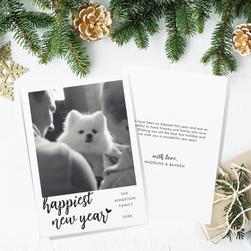 Happiest New Year Photo with Heart Holiday Card