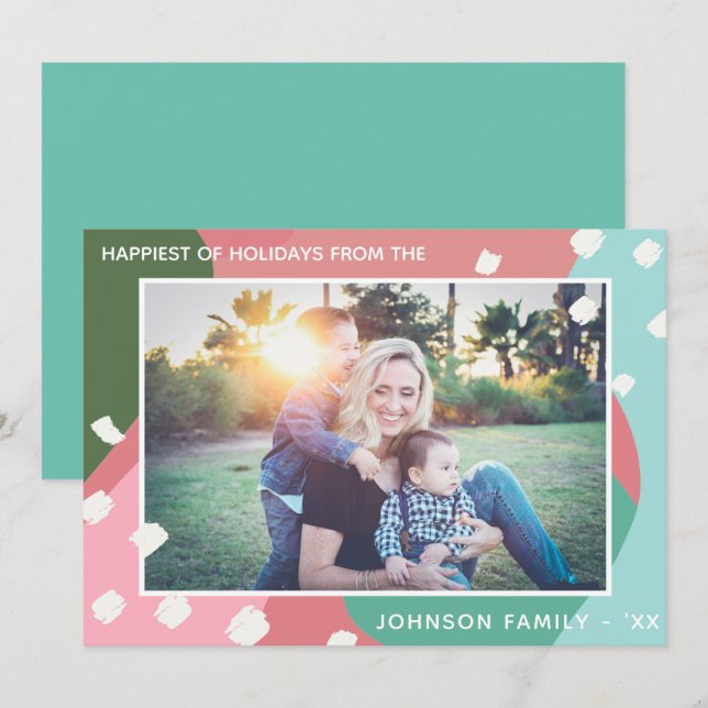 Happiest of Holidays Colorful Abstract Christmas Invitation (Front/Back)