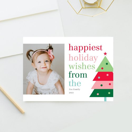 Happiest Tree Fun Modern Holiday Photo Card