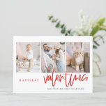Happiest Valentines Red Lettering Photo Collage Holiday Card
