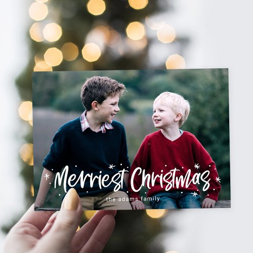 Happily Drawn Merriest Christmas Photo Card