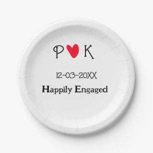 Happily Engaged add couple name letter date year h Paper Plates
