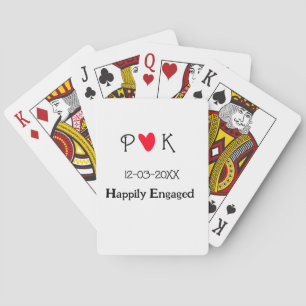 Happily Engaged add couple name letter date year h Poker Cards