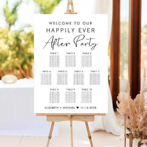 Happily Ever After 10 Table Wedding Seating Chart Foam Board