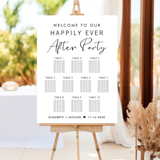 Happily Ever After 10 Table Wedding Seating Chart Foam Board (Creator Uploaded)