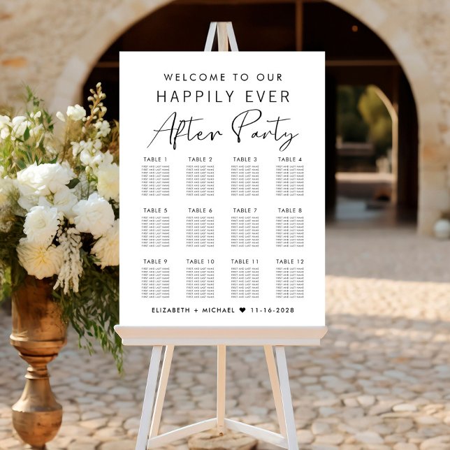 Happily Ever After 12 Table Wedding Seating Chart Foam Board (Creator Uploaded)
