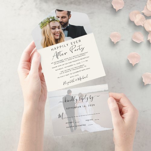 Happily Ever After 2 Photo Wedding Reception All In One Invitation