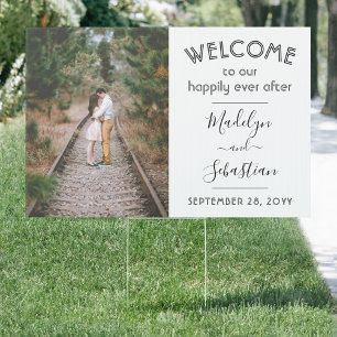 Happily Ever After 2 Sided Large Wedding Welcome Sign
