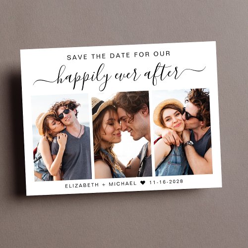 Happily Ever After 3 Photo Save The Date Announcement Postcard