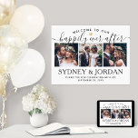 Happily Ever After 3 Photo Wedding Welcome Script Poster<br><div class="desc">Welcome wedding guests to your ceremony or reception with an elegant custom 3 photo collage 18"x24" poster. Pictures and all text are simple to personalize. (IMAGE PLACEMENT TIP: An easy way to center a photo exactly how you want is to crop it before uploading to the Zazzle website.) The modern...</div>