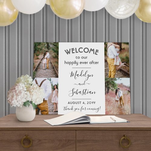 Happily Ever After 4 Photo Collage Wedding Welcome Foam Board