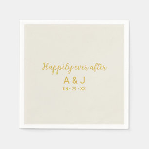 Happily Ever After Alabaster White Gold Monogram Napkins