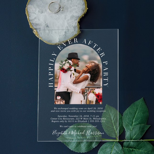 Happily Ever After Arch Photo Wedding Reception Acrylic Invitations (Creator Uploaded)