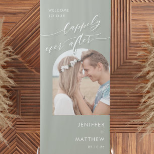 Happily Ever After Arch Photo Welcome Wedding Retractable Banner