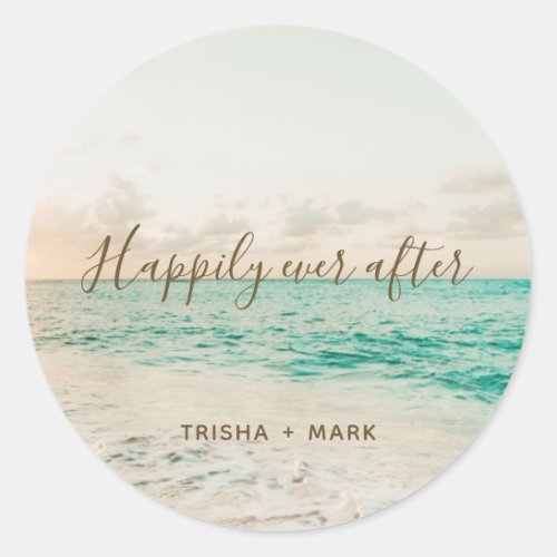 Happily Ever After Beach Wedding Favor Stickers