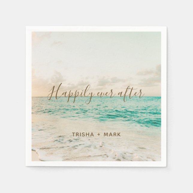 Happily Ever After Beach Wedding Napkins (Front)