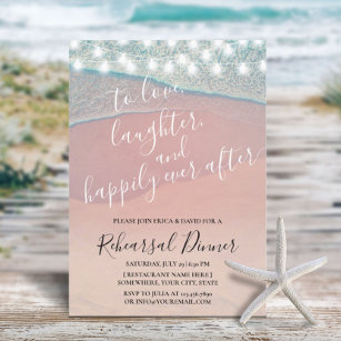 Happily Ever After Beach Wedding Rehearsal Dinner Invitation