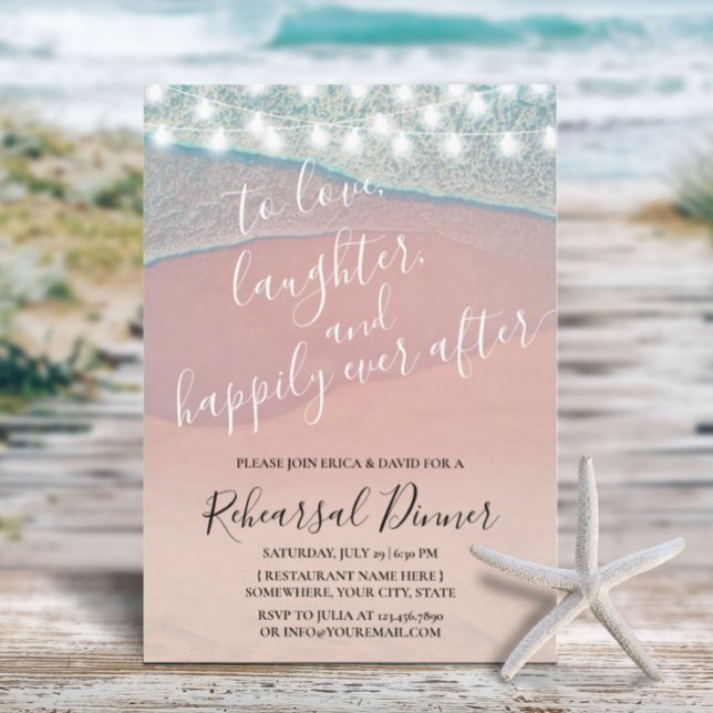 Happily Ever After Beach Wedding Rehearsal Dinner Invitation (Creator Uploaded)