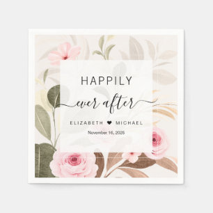 Happily Ever After Beautiful floral Wedding Napkins