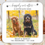 Happily Ever After Better With Dogs Pet Wedding Square Paper Coaster<br><div class="desc">Happily Ever After Is Better With Dogs! Add the finishing touch to your wedding with these cute custom photo wedding coasters . Perfect for your wedding after party and reception. Customize these photo coasters with your favorite wedding photo, dog of honors photo, or your newlywed photo with your dog, personalize...</div>