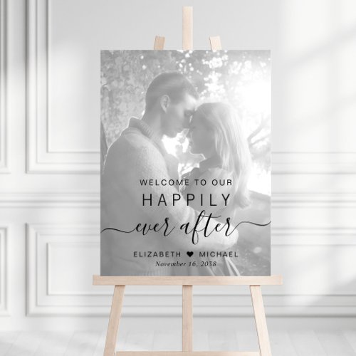 Happily Ever After Black And White Photo Wedding Foam Board
