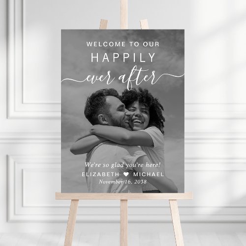 Happily Ever After Black And White Photo Wedding Foam Board