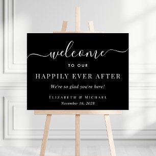 Happily Ever After Black Wedding Welcome Foam Board