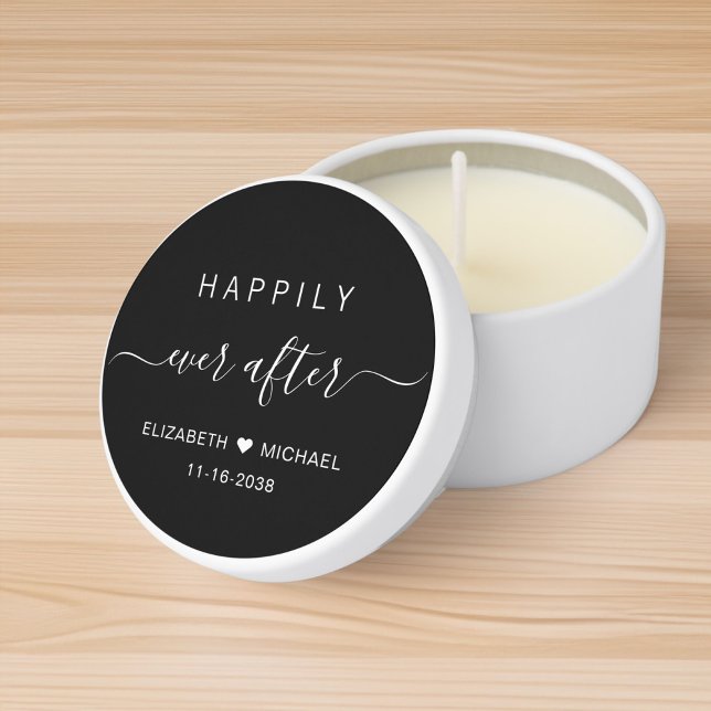 Happily Ever After Black White Wedding Mini Candle Favors (Creator Uploaded)