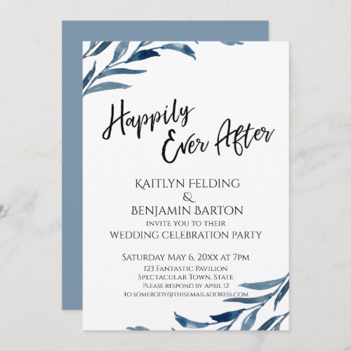 Happily Ever After Blue Leaves Reception_Only Invitation