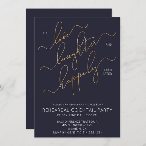 Happily Ever After Blue Rehearsal Dinner Invite
