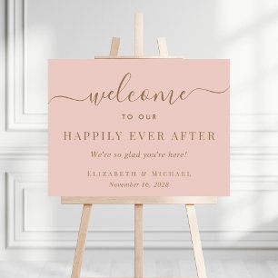 Happily Ever After Blush Pink Gold Wedding Welcome Foam Board
