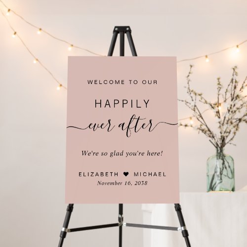 Happily Ever After Blush Pink Wedding Welcome Foam Board
