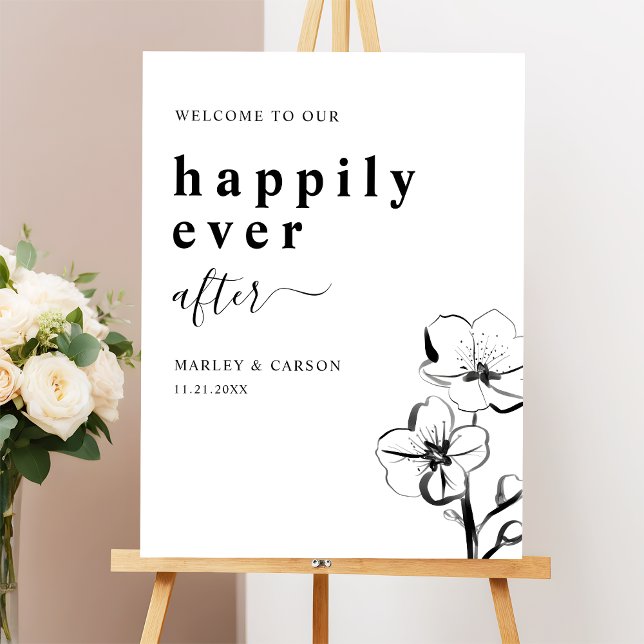 Happily Ever After Boho Wedding Reception Welcome  Foam Board (Creator Uploaded)