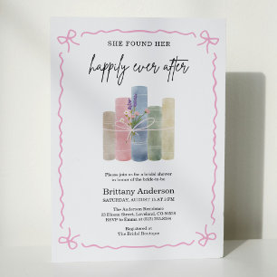Happily Ever After Book Pink Floral Bridal Shower Invitation