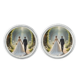Happily Ever After Bride And Groom,  Cufflinks