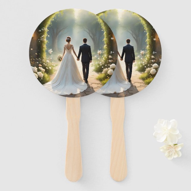 Happily Ever After Bride And Groom,  Hand Fan (Front and Back)