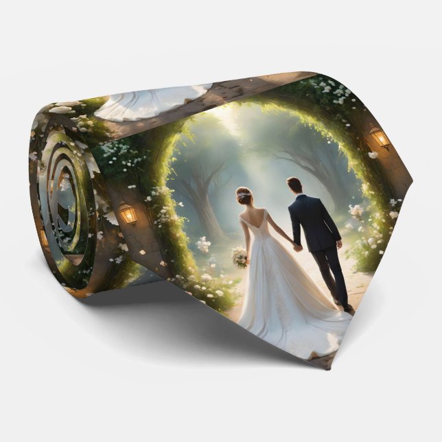 Happily Ever After Bride And Groom,  Neck Tie (Rolled)